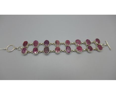 A ruby set silver bracelet 