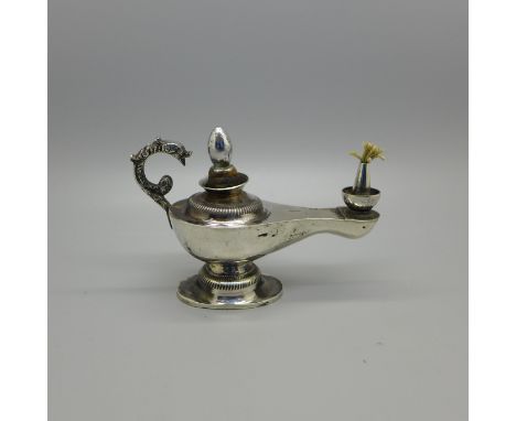 An Aladdin's lamp table lighter, continental control marks 