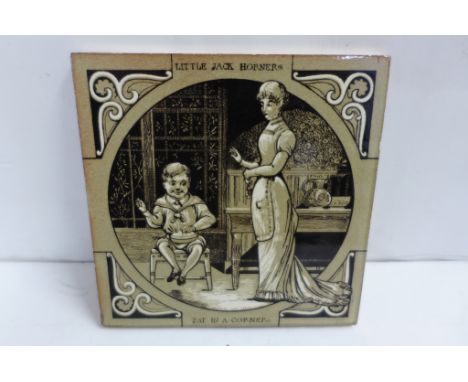 A 19th Century Minton Little Jack Horner Nursery Rhyme fireplace tile, designed by Moyr-Smith 