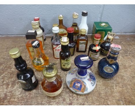 A collection of nineteen alcohol miniatures, including Blanton Single Barrel Bourbon 50cl, Old St. Andrews Scotch Whisky Golf