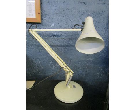 Industrial design - a BHS vintage model 90 anglepoise type lamp, white painted with paper label to base, circa 1970 
