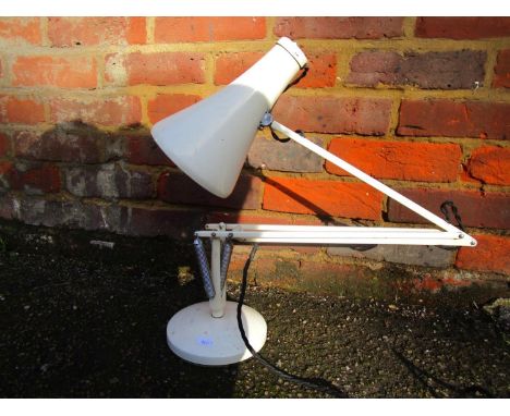 Industrial design - a Herbert Terry &amp; Sons anglepoise table lamp, model 75,  white painted with rocker switch to back of 