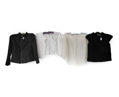 Chanel Boutique White Cotton Tailored Shirt, with long sleeves, wide collar, ribbed details to the front and back (size 40); 