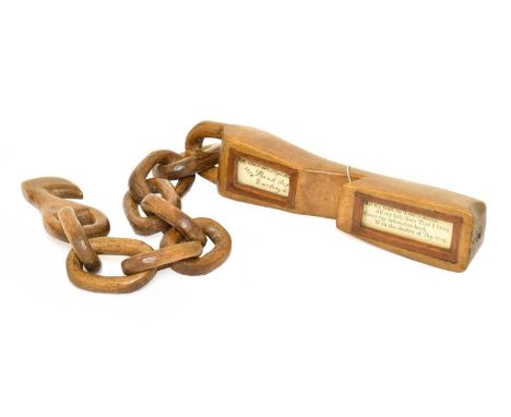 Local Interest: Darlington Co Durham 19th Century Treen Chain Knitting Sheath, comprising a sheath with two glass apertures, 