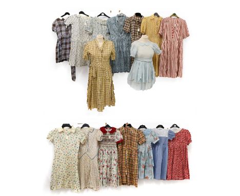 Assorted Mid 20th Century and Later Girls Cotton Dresses, with button and smocking detailing, many with peter pan and other s