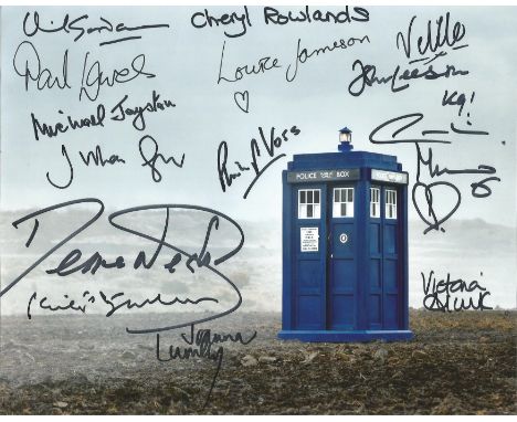 Dr Who 8x10 multi signed colour photo includes 14 signatures includes Michael Jayston, Caroline Munro, Joanna Lumley , Louise