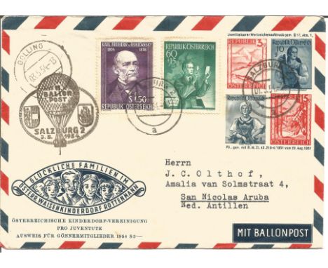 Vintage Envelope Balloon Post -Flown cover Golling 03.5.54-13 addressed to Herrn, J C Olthof, Amalia Van Solmstraat 4, San Ni