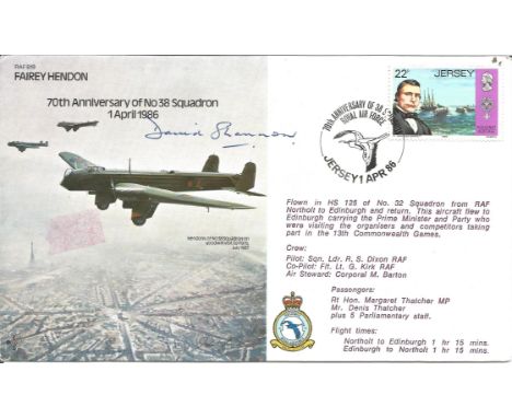Dambuster David Shannon signed RAF bomber FDC with insert 70th Anniversary of No 38 Squadron 1/04/1986 signed by Squadron Lea
