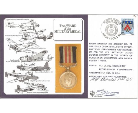 R A C Awcock MM and another signed The Award of the Military Medal FDC. 10p Jersey stamp postmarked Jersey 1 Oct 85. Good Con