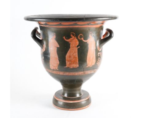 AN APULIAN RED FIGURE BELL-KRATER VASE ATTRIBUTED TO THE CIRCLE OF SNUB-NOSE PAINTER OR THE ‘H.A’ PAINTERMid 4th Century BC  