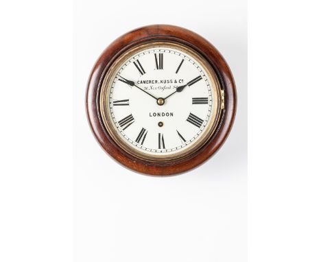 A MAHOGANY SMALL DIAL CLOCKSigned Camerer Kuss & Co, 56 New Oxford Street, LondonWith a brass bezel and painted 8in dial, the