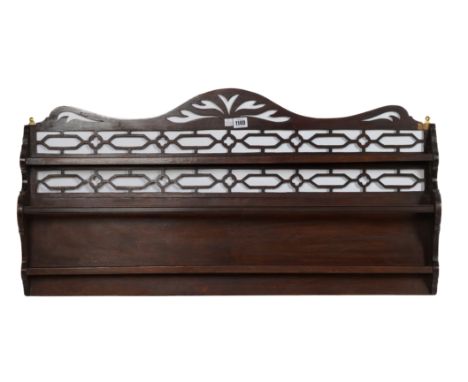 AN 18TH CENTURY MAHOGANY FRET CUT HANGING SHELF91cm wide; 47cm high Wormington grange provenance