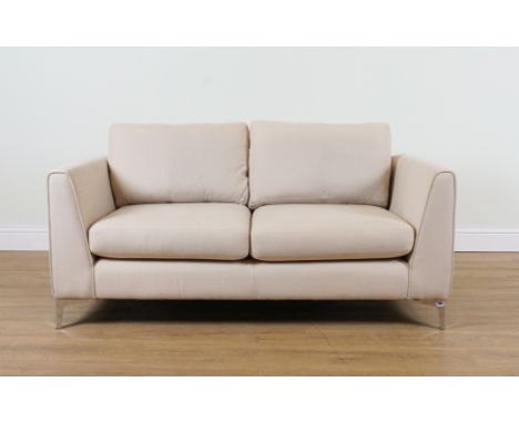 A TWO SEAT SOFA ON CHROME SUPPORTS160cm wide; 75cm high