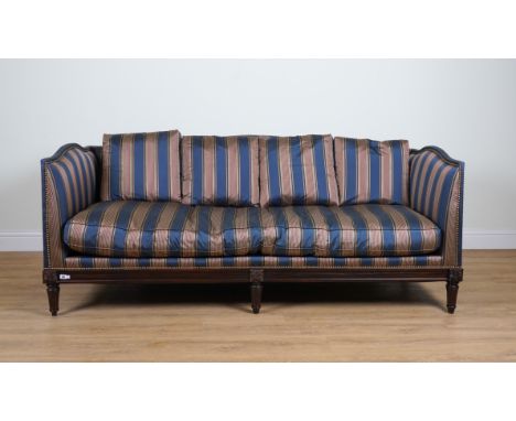 LILIAN AUGUST COLLECTION; AN UPHOLSTERED THREE SEAT SOFA210cm wide; 85cm highCondition report: The upholstery is a faux silk 