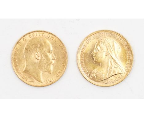 A VICTORIA OLD HEAD SOVEREIGN AND EDWARD VII SOVEREIGN (2)1897 M and 1910