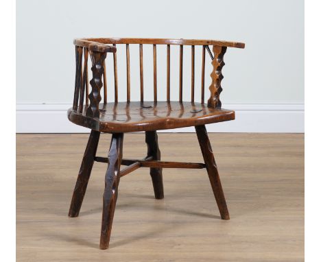 A 19TH CENTURY PRIMITIVE ASH AND ELM LOW COMB BACK CHAIR60cm wide; 62cm high