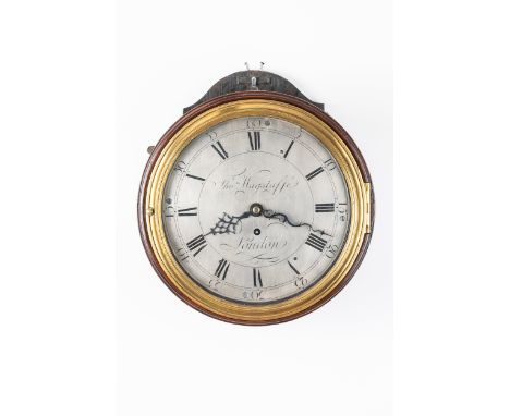 A GEORGE III MAHOGANY TEN-INCH VERGE DIAL CLOCKBy Thomas Wagstaffe, London, circa 1780With a cast moulded glazed bezel, above