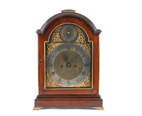 A GEORGE III BRASS MOUNTED MAHOGANY BRACKET CLOCKBy Morice, Fenchurch Street, LondonThe broken-arched top case with brass car