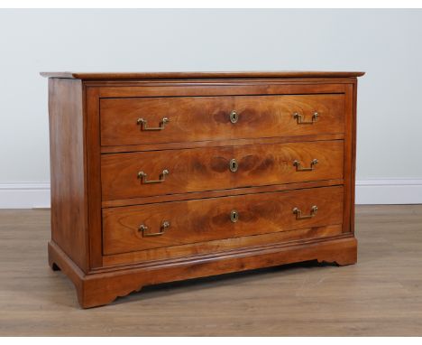 A 19TH CENTURY FRENCH FRUITWOOD THREE DRAWER COMMODE118cm wide; 53cm deep; 79cm high