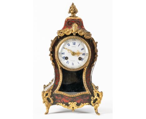 A FRENCH GILTMETAL-MOUNTED BOULLE MANTEL CLOCKIn the Louis XV style, late 19th centuryThe 3 1/4in. white enamel dial with blu