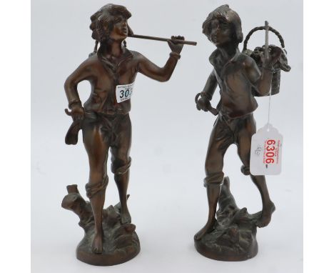 Pair of bronze figurines, H: 38 cm. UK P&amp;P Group 3 (£30+VAT for the first lot and £8+VAT for subsequent lots) 