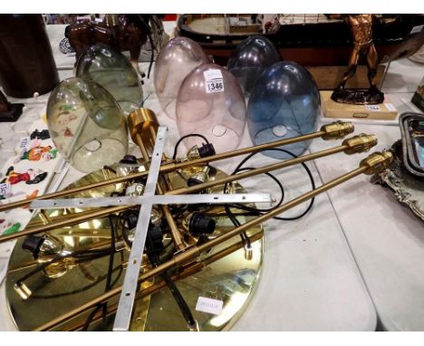 Light fitting with six glass lamp shades. Not available for in-house P&amp;P 
