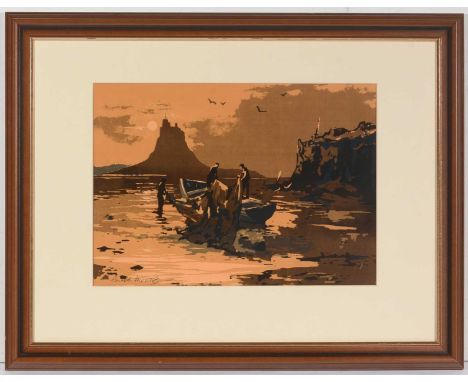 Ronald Moore - Holy Island, signed, silkscreen, 35 x 48cms, in moulded frame.