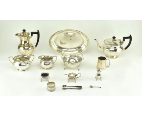 A collection of early 20th century Edwardian &amp; later silver plated tableware. The lot to comprise an oval dish, a teapot 