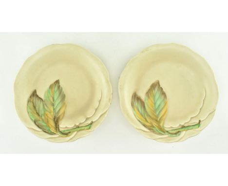Clarice Cliff for Wilkinsons - a pair of early 20th century circa 1930s Art Deco ceramic serving platters. Each plate with li