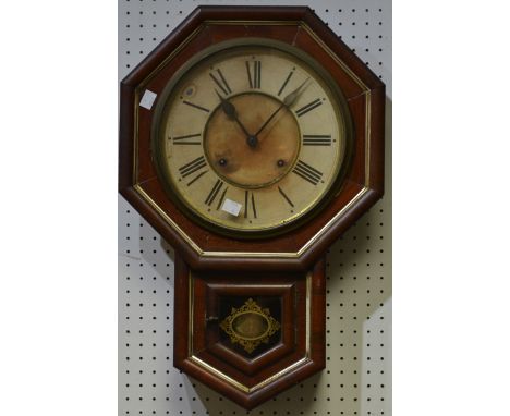 An Ansonia octagonal cased wall clock, c.1900
