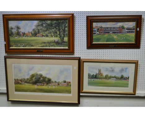 Pictures and Prints - cricket interest, Terry Harrison, The Delivery, print; others, County Ground Worcester; etc. (4)