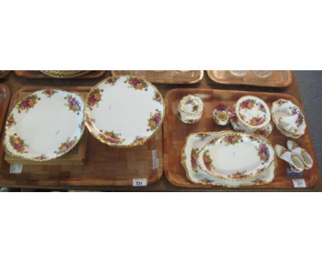 Two trays of Royal Albert 'Old Country Roses' items to include: comport; two tier cake stand; trinket boxes etc. (2) (B.P. 24