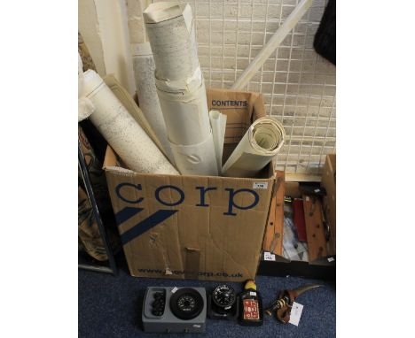 Box of assorted Ordinance Survey maps, various, together with a box of nautical and other oddments to include: gimbaled compa