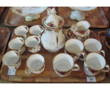 Tray of Royal Albert bone china 'Old Country Roses' teaware, various, to include: cups and saucers; teapot; milk jug; sucrier