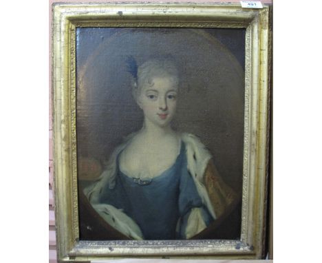 After the original, portrait of the wife of James I, oils on canvas, 40 x 32cm, gilt frame.(B.P. 24% incl. VAT) 