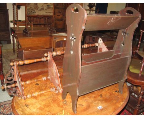 Victorian mahogany corner whatnot, together with a stained magazine rack and book trough. (2)(B.P. 24% incl. VAT)