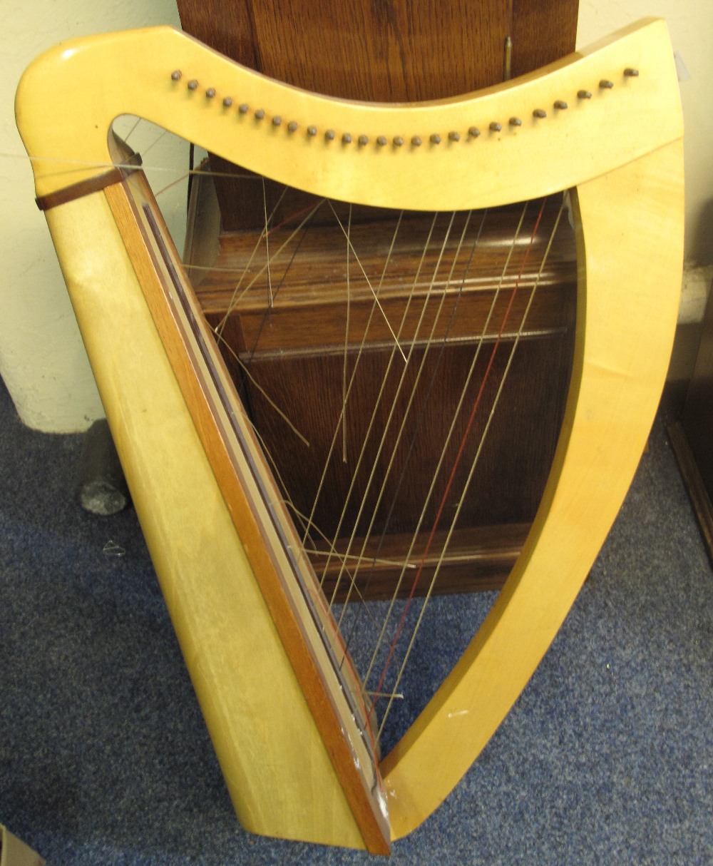 Small Welsh harp of laminated wooden construction, 85cm high approx. (B