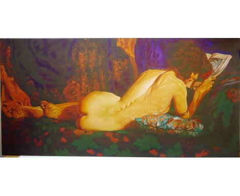 Nude Portrait of a Lady, colour print on canvas 80cm x 161cm   Condition Report   Click here for further images, condition, a