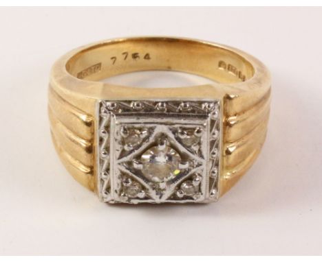 Gentleman's diamond set gold ring hallmarked 9ct approx 8.4gm   Condition Report   Click here for further images, condition, 