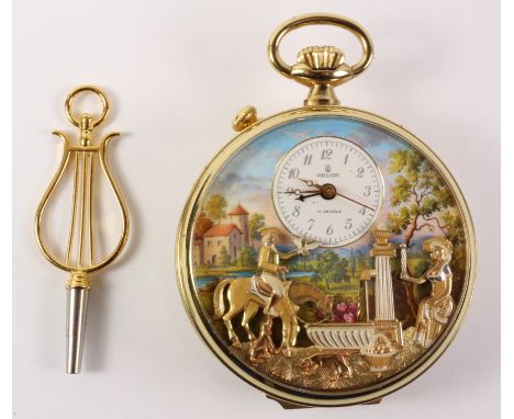 Charles Reuge a Saint Croix Music automata alarm pocket watch signed Reuge circa 1960, 17-jewel lever movement with attached 