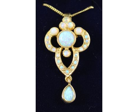 Opal silver-gilt pendant necklace   Condition Report   Click here for further images, condition, auction times & delivery cos