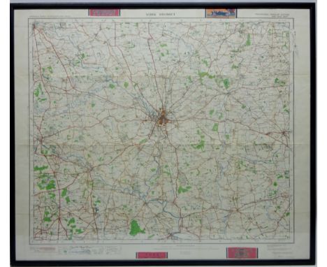 'York District' Ordnance Survey Motoring Map pub. Colonel Sir Charles Close, printed at the Ordnance Survey Office 1919, 65cm