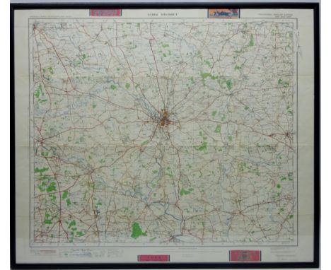 'York District' Ordnance Survey Motoring Map pub. Colonel Sir Charles Close, printed at the Ordnance Survey Office 1919, 65cm