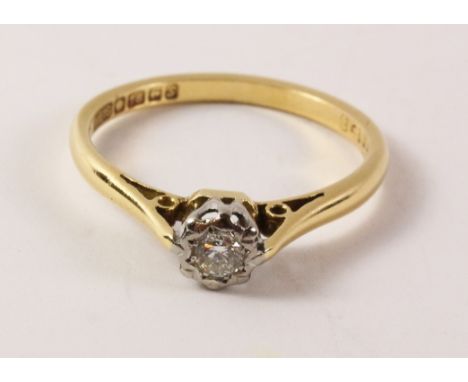 Diamond single stone 18ct gold ring hallmarked   Condition Report   Click here for further images, condition, auction times &