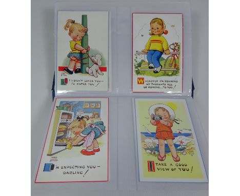 Album of postcards including Mabel Lucie Attwell and A. R. Quinton    Condition Report   Click here for further images, condi