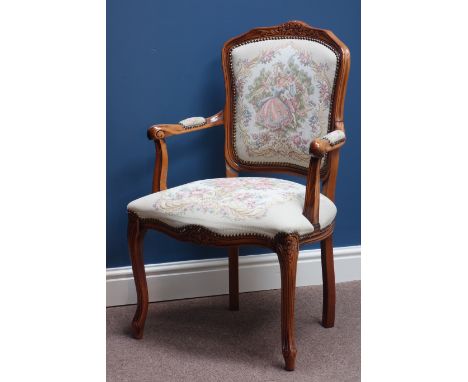 French style tapestry armchair   Condition Report   Click here for further images, condition, auction times & delivery costs