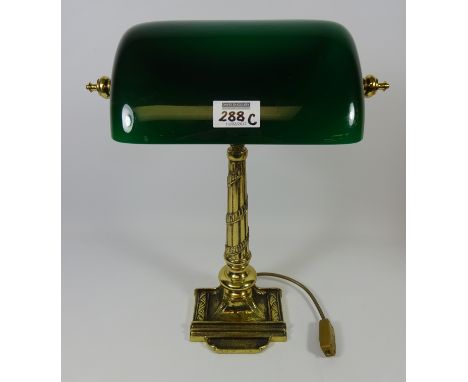 Banker's desk lamp with solid brass base    Condition Report   Click here for further images, condition, auction times & deli