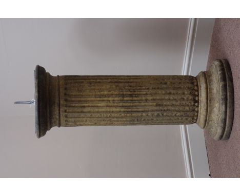 Regency style West Country composite stone fluted sundial column with lead dial, H85cm   Condition Report   Click here for fu