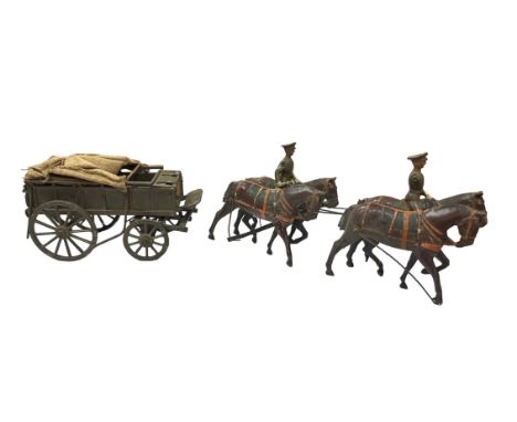 Britains Army Medical Corps wagon No. 145a, generally good plus to good, with horses (4) and riders (2-one without arm) and f