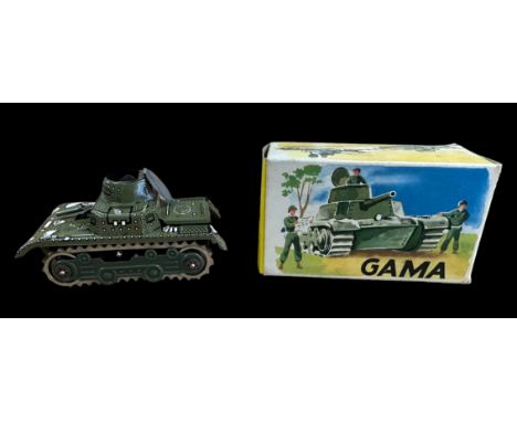 Gama (West Germany) tinplate  Tank No. 634, generally excellent to good plus (some wheel corrosion) in excellent box, clockwo
